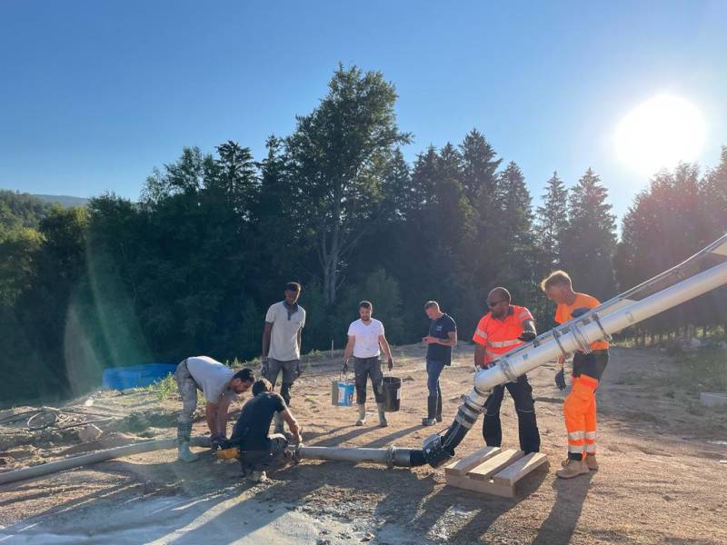 Chape ciment fluide sur plancher chauffant - Le Hohwald